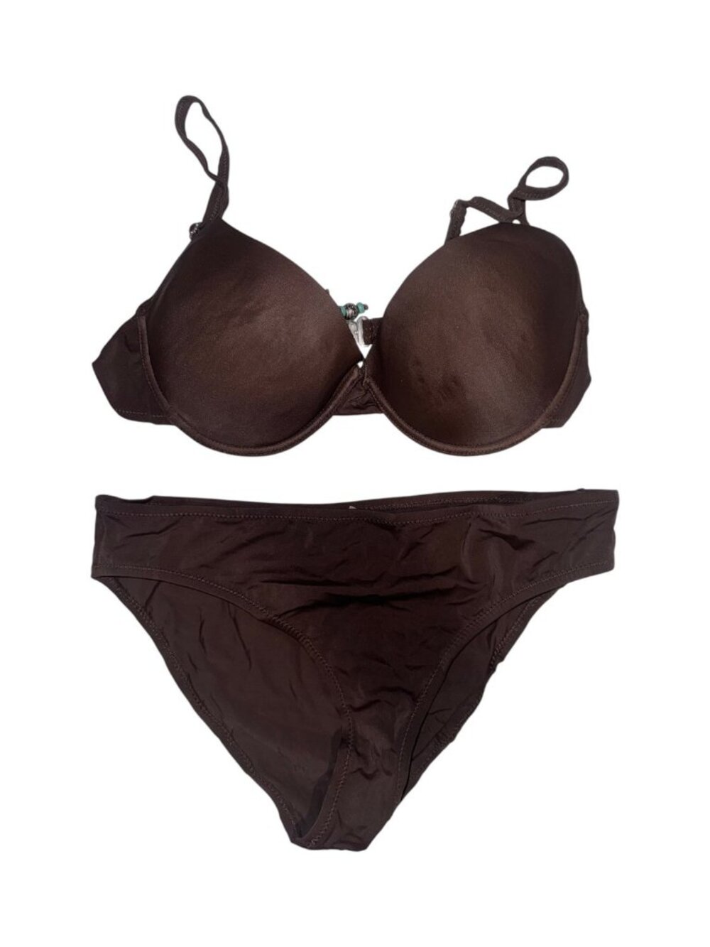 Brown Bikini Set with Beaded Detail